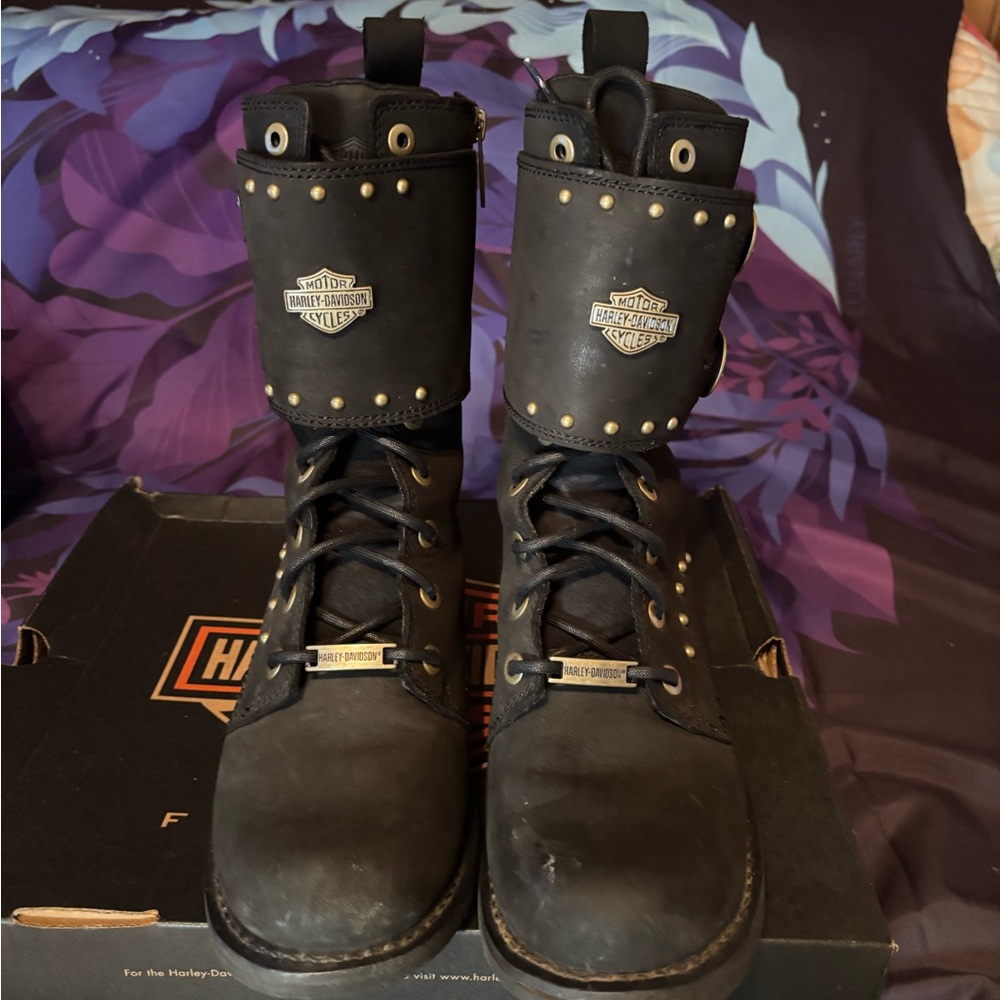 Harley-Davidson Black Studded Leather Boots